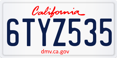 CA license plate 6TYZ535