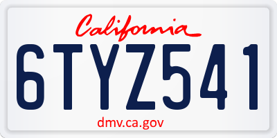 CA license plate 6TYZ541