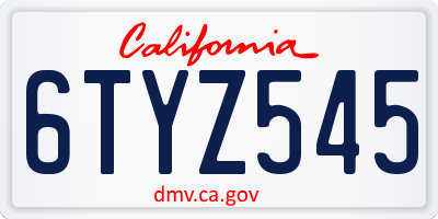 CA license plate 6TYZ545