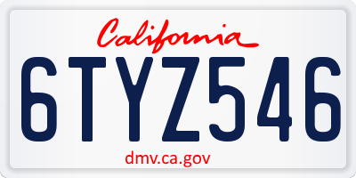 CA license plate 6TYZ546
