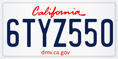 CA license plate 6TYZ550