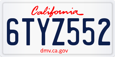 CA license plate 6TYZ552
