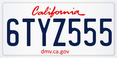 CA license plate 6TYZ555