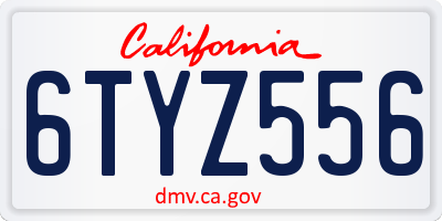 CA license plate 6TYZ556