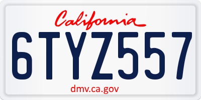 CA license plate 6TYZ557