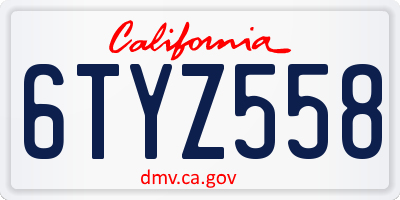 CA license plate 6TYZ558