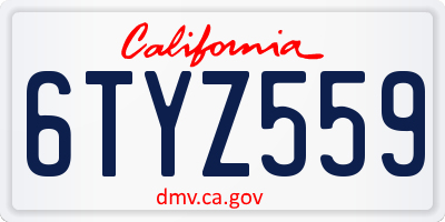 CA license plate 6TYZ559