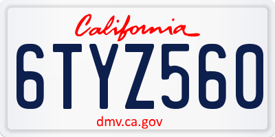 CA license plate 6TYZ560