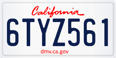 CA license plate 6TYZ561