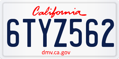 CA license plate 6TYZ562
