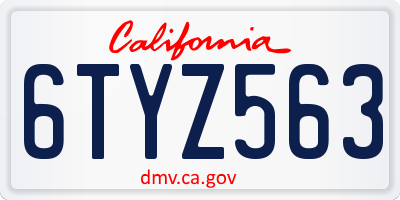 CA license plate 6TYZ563