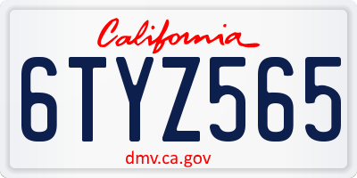 CA license plate 6TYZ565