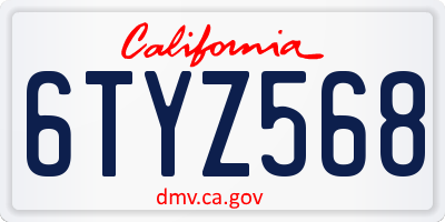 CA license plate 6TYZ568