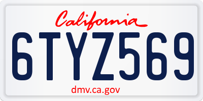 CA license plate 6TYZ569