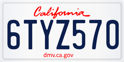 CA license plate 6TYZ570