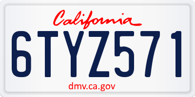 CA license plate 6TYZ571