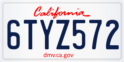 CA license plate 6TYZ572