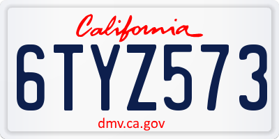 CA license plate 6TYZ573