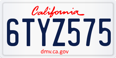 CA license plate 6TYZ575
