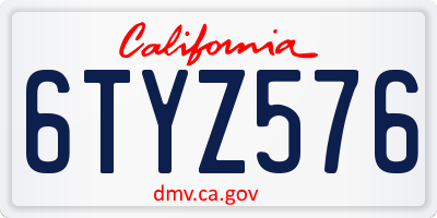 CA license plate 6TYZ576