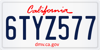 CA license plate 6TYZ577