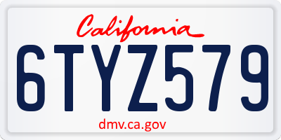 CA license plate 6TYZ579