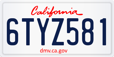 CA license plate 6TYZ581
