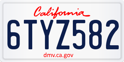 CA license plate 6TYZ582