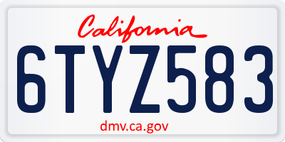CA license plate 6TYZ583