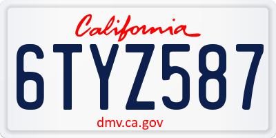CA license plate 6TYZ587