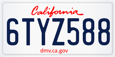 CA license plate 6TYZ588