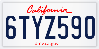 CA license plate 6TYZ590