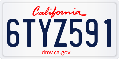 CA license plate 6TYZ591