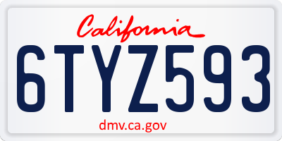 CA license plate 6TYZ593