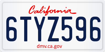 CA license plate 6TYZ596