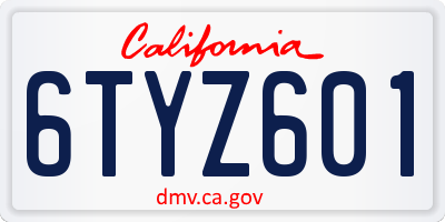 CA license plate 6TYZ601