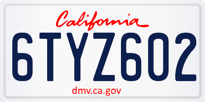 CA license plate 6TYZ602