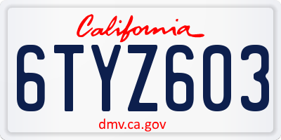 CA license plate 6TYZ603