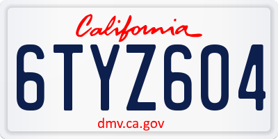 CA license plate 6TYZ604