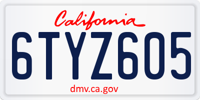 CA license plate 6TYZ605