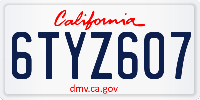 CA license plate 6TYZ607