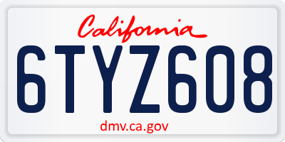 CA license plate 6TYZ608
