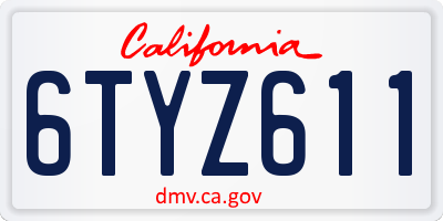 CA license plate 6TYZ611