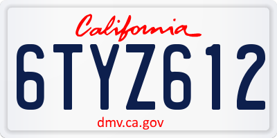 CA license plate 6TYZ612