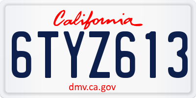 CA license plate 6TYZ613