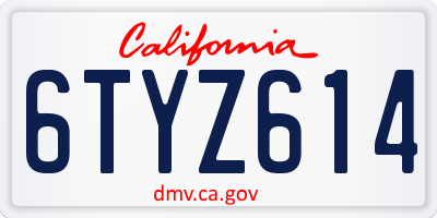 CA license plate 6TYZ614