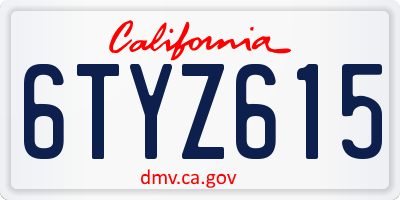 CA license plate 6TYZ615