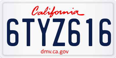 CA license plate 6TYZ616