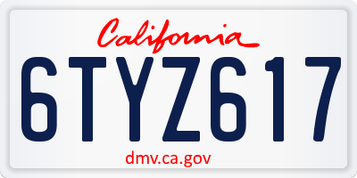 CA license plate 6TYZ617