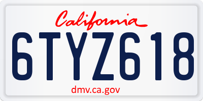 CA license plate 6TYZ618